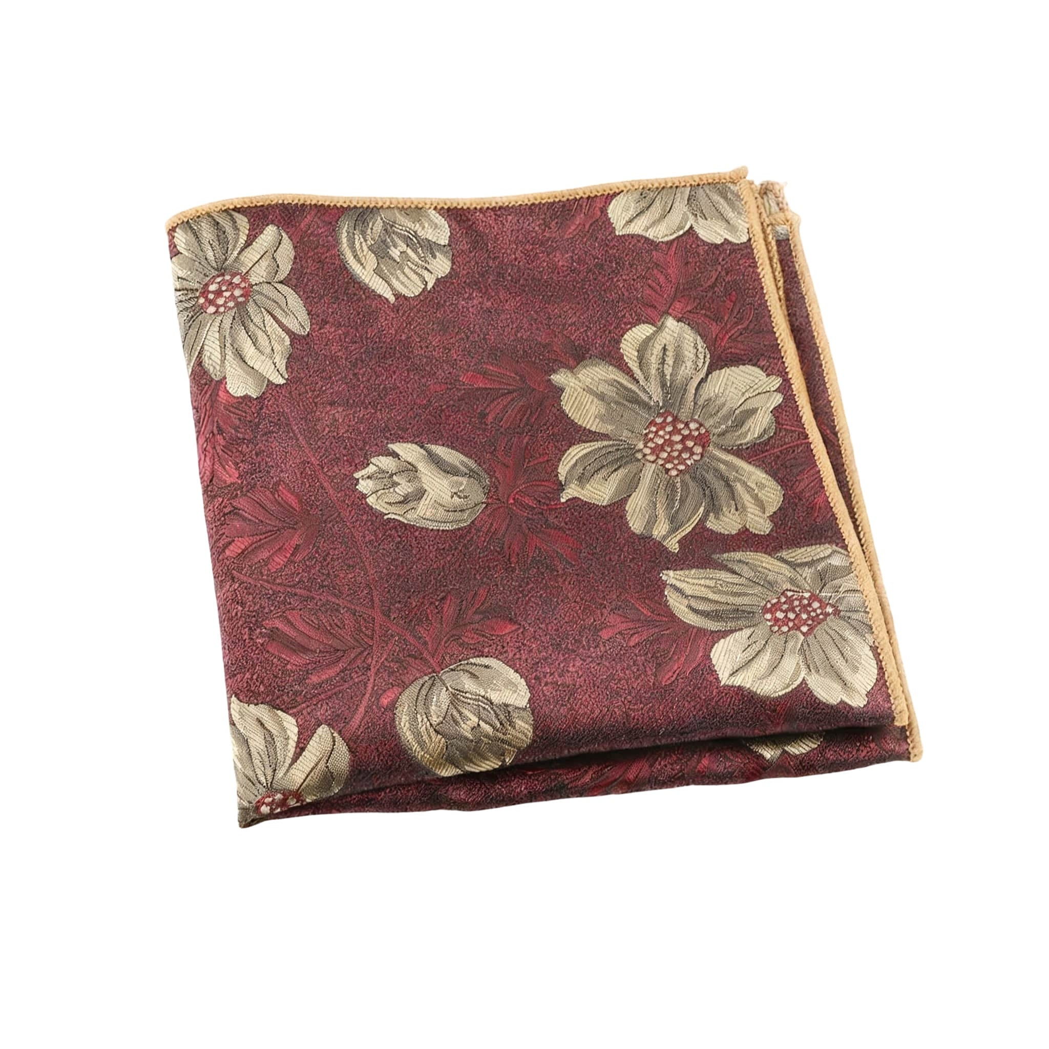 Burgundy Gold Floral Pocket Square