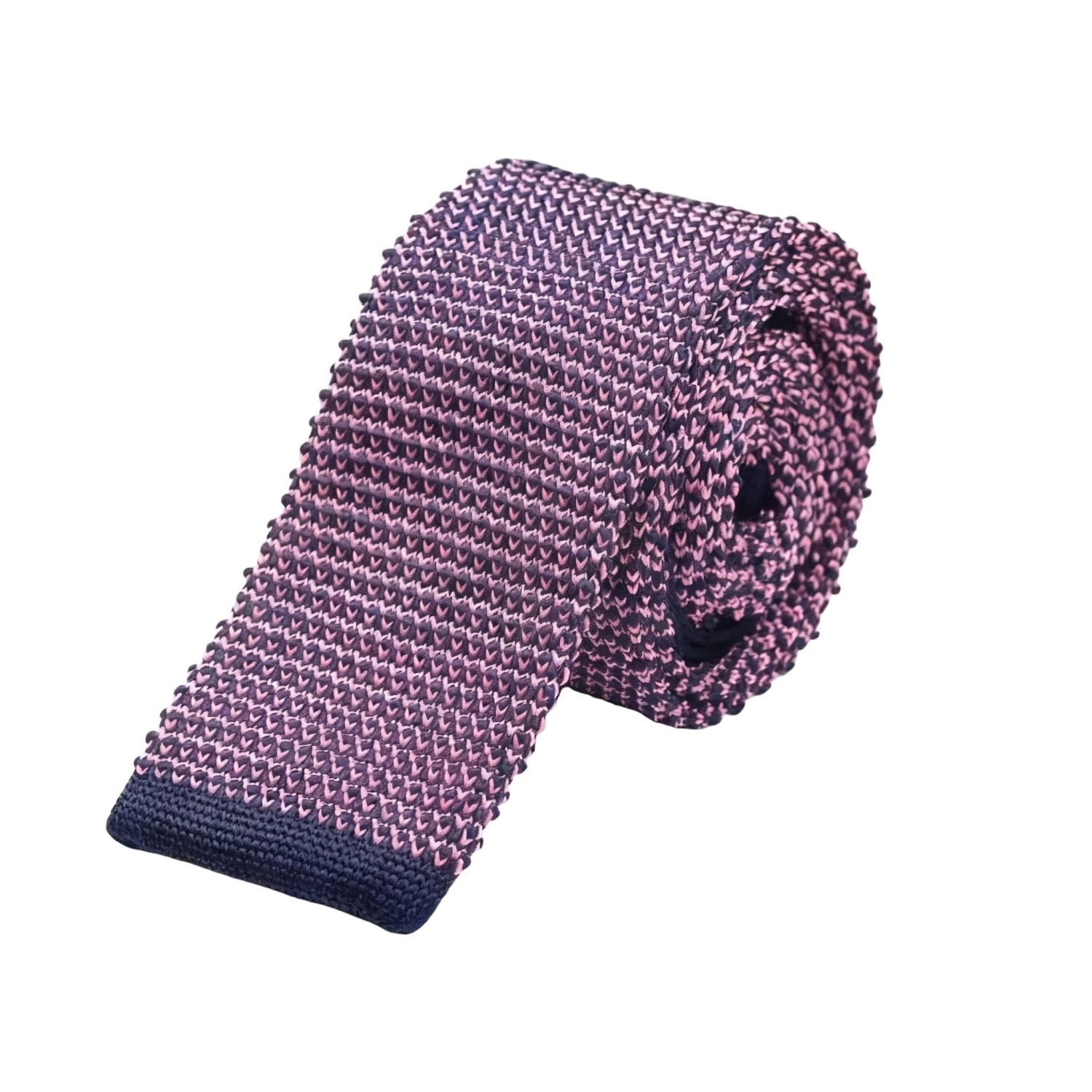 Navy with Pink Knitted Necktie