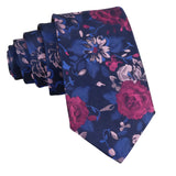 Navy Blue Pink Floral Necktie
