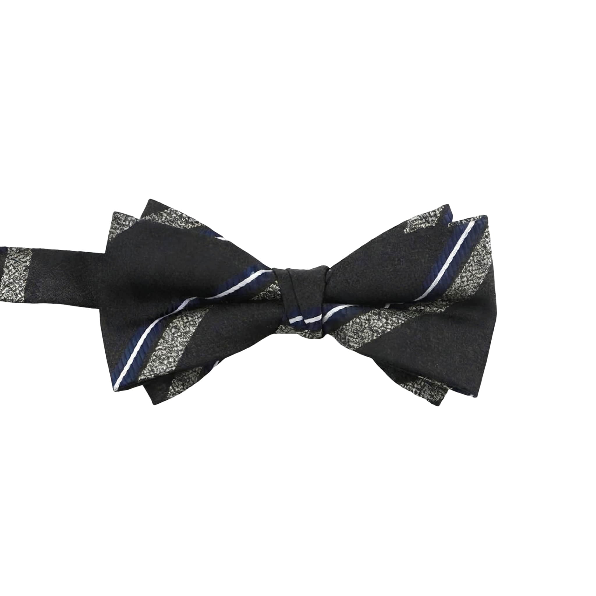 Black Silver Striped Bowtie