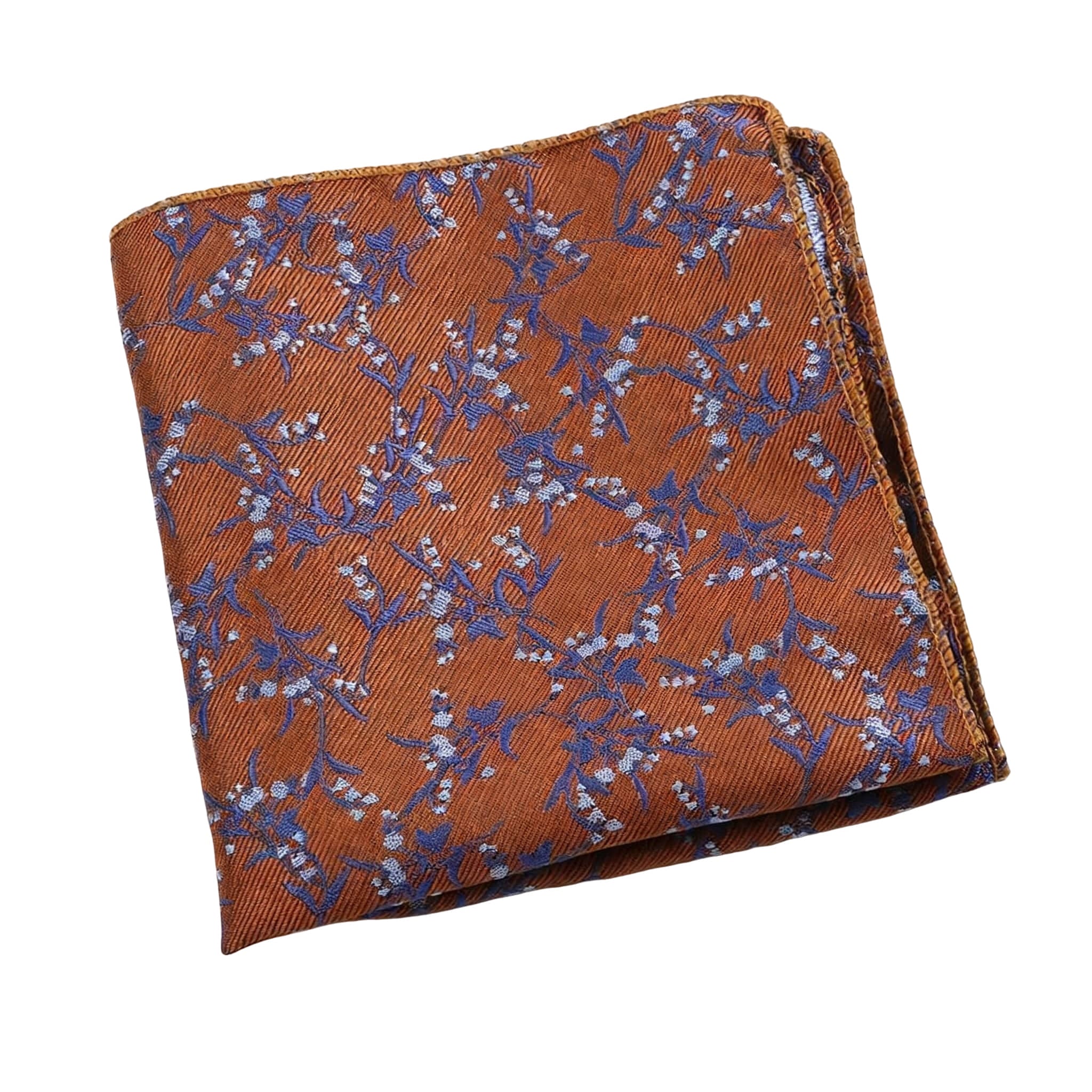 Navy Blue Pink Floral Pocket Square