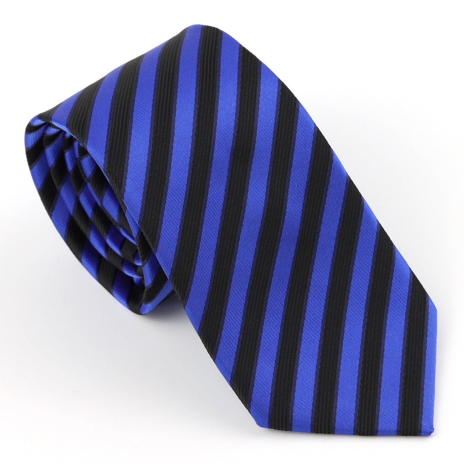 Blue and Black Striped Necktie