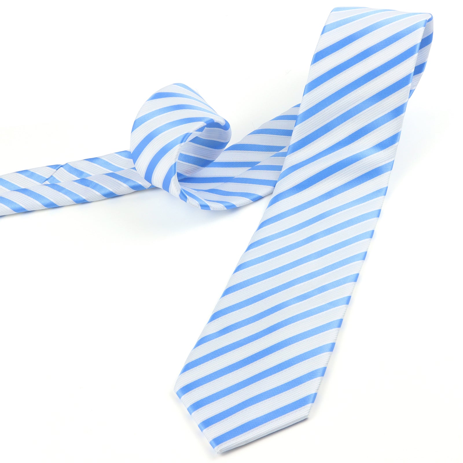 White and Blue Striped Necktie