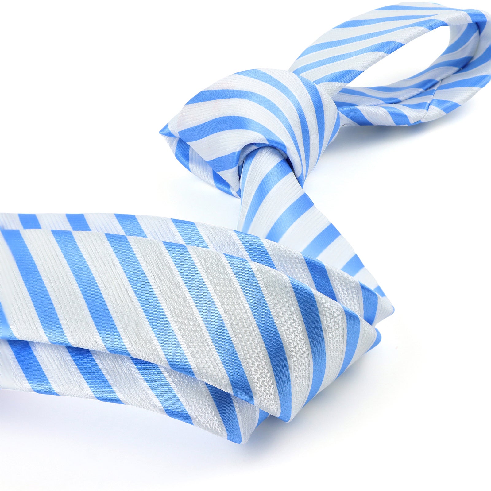 White and Blue Striped Necktie