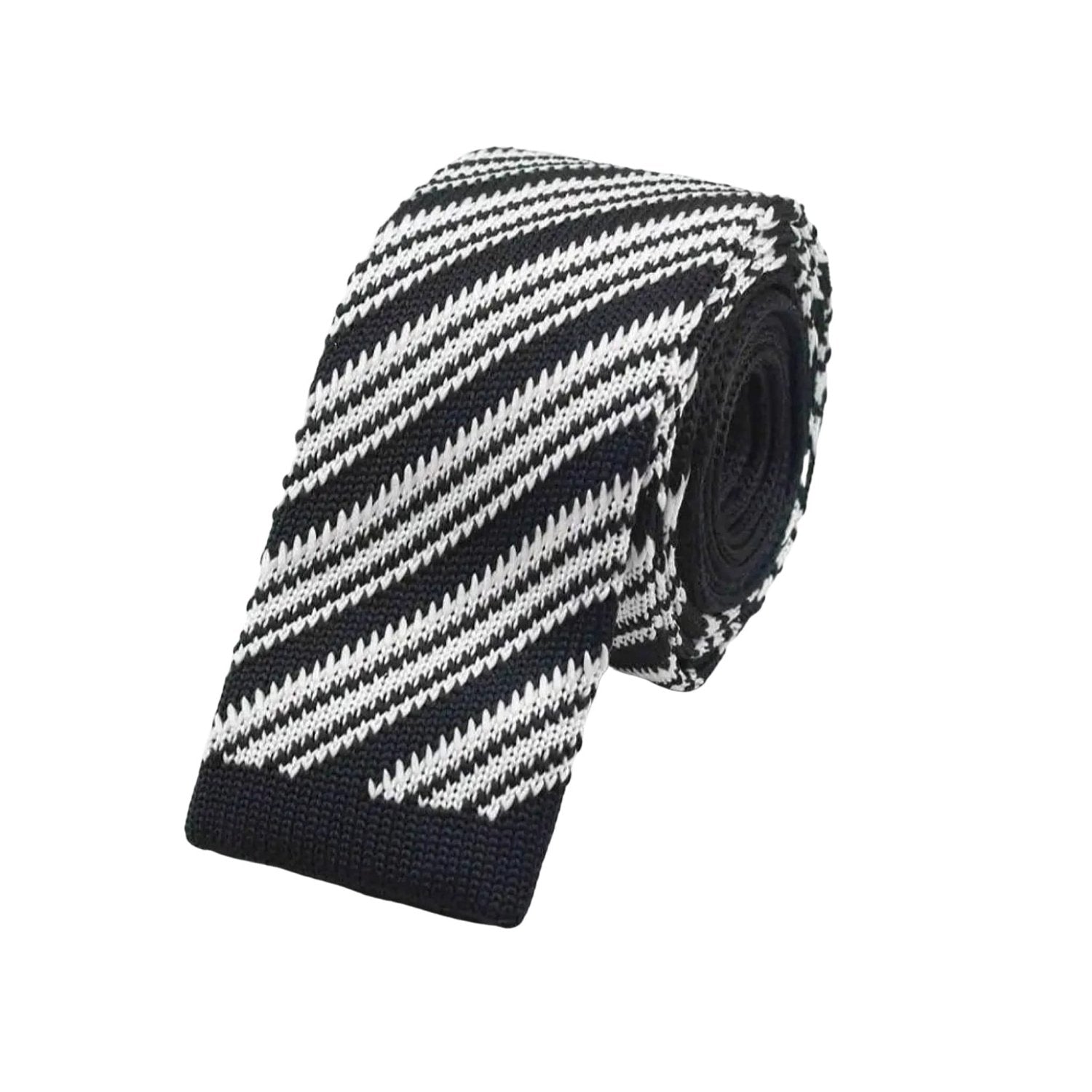 Black With White Diagonal Stripe Necktie