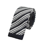 Black White Striped Knitted Tie