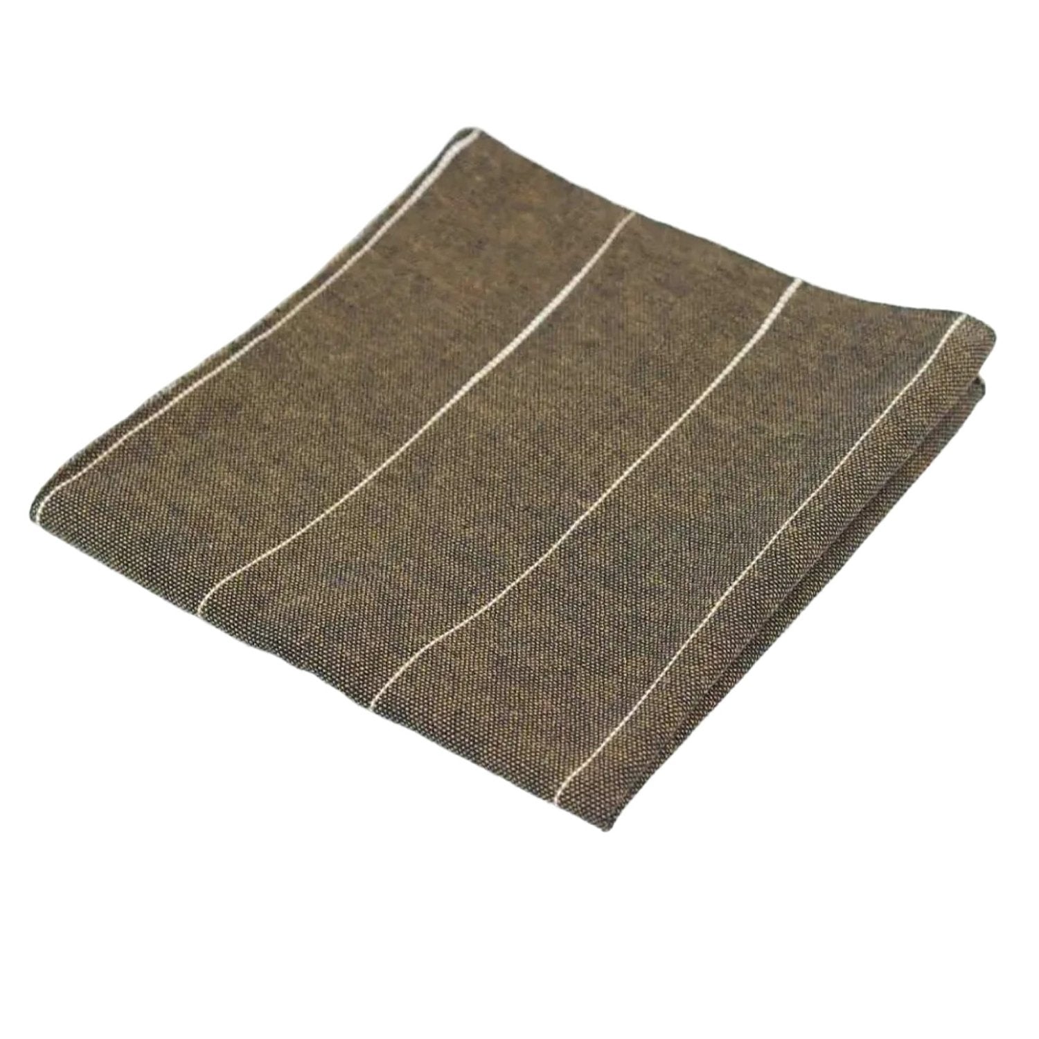 Brown With White Vertical Stripes Pocket Square