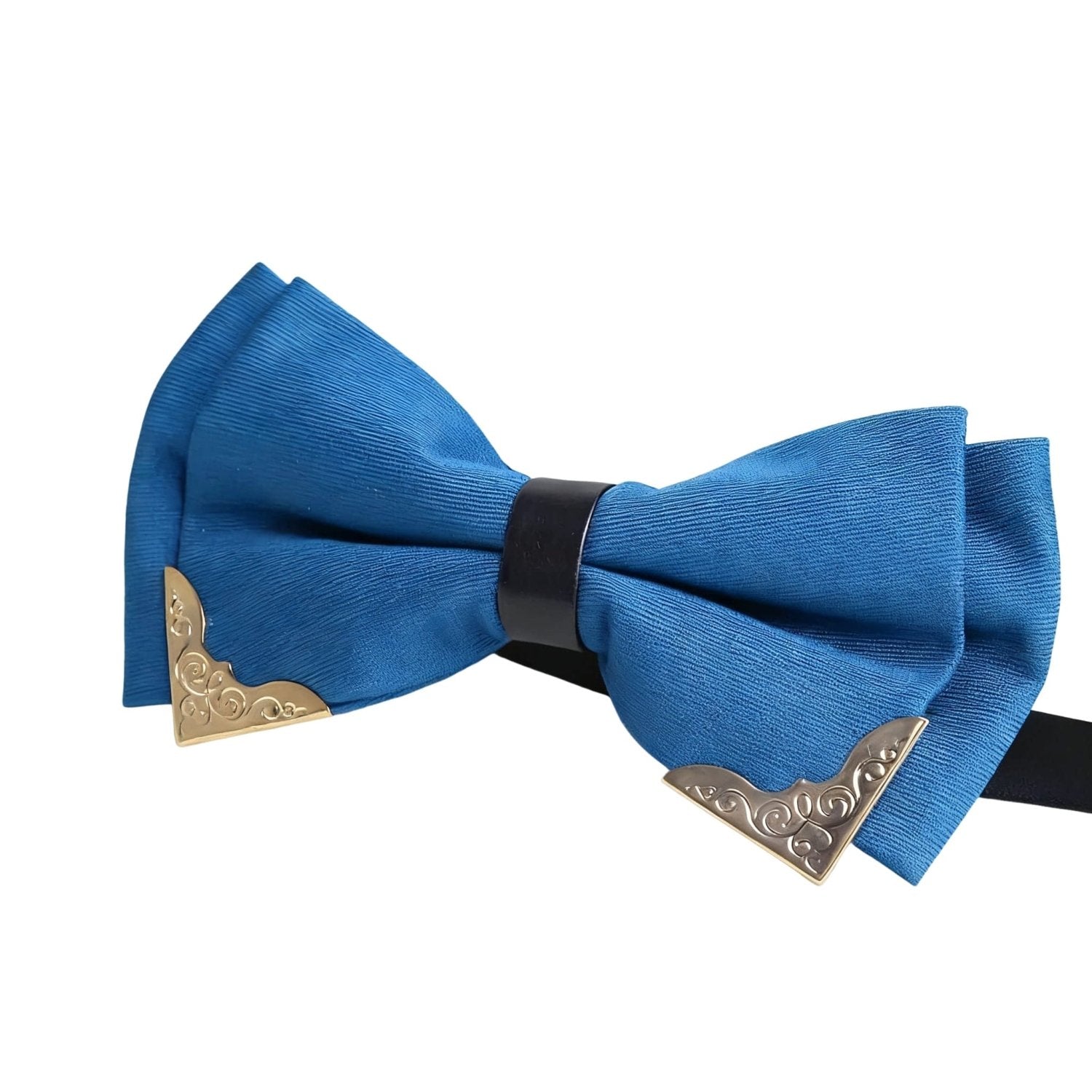 Blue With Gold Scrollwork Bowtie