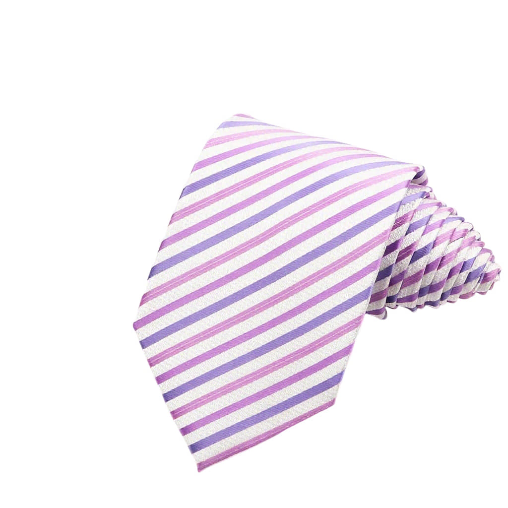 White Purple Striped Necktie