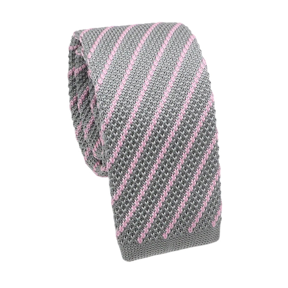 Gray Pink Striped Necktie