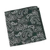 Dark Green White Paisley Pocket Square