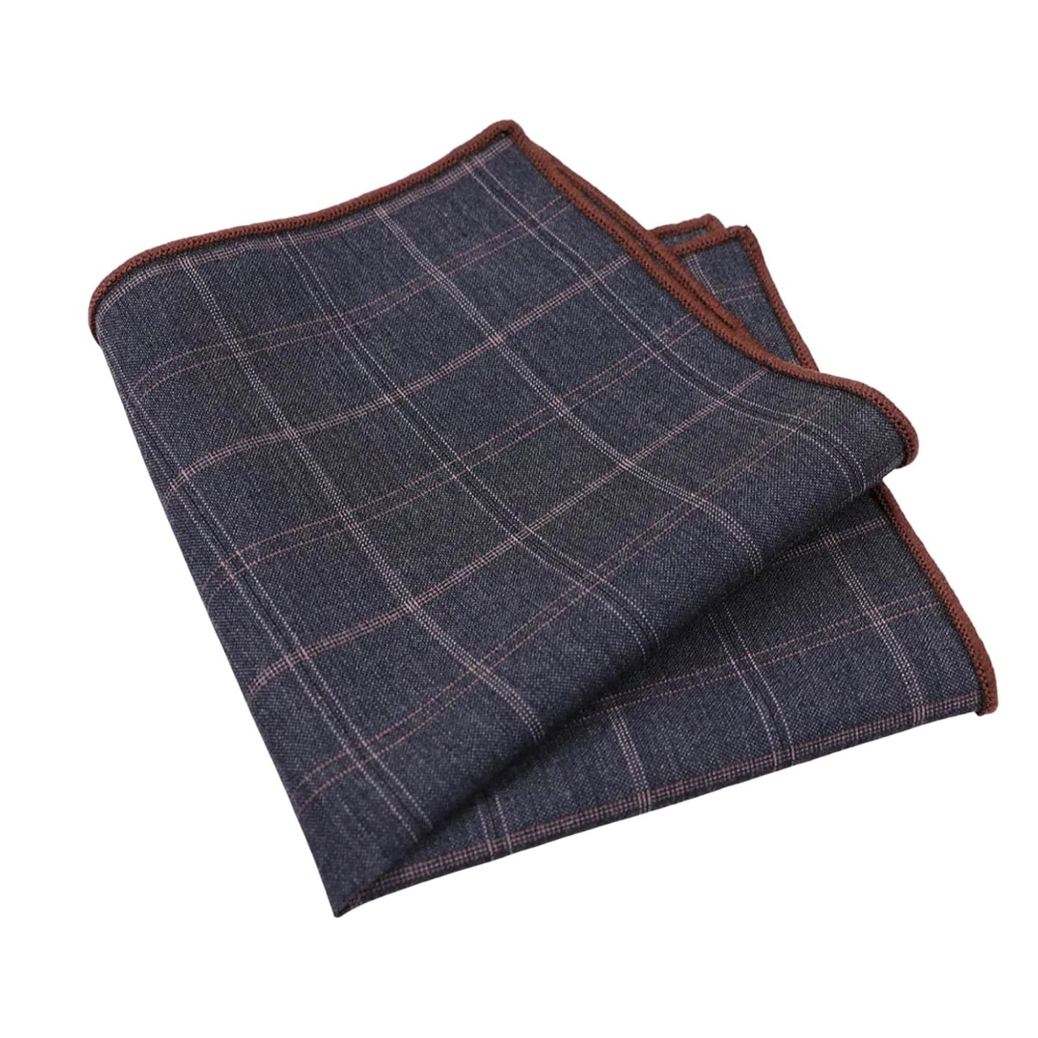 Dark Blue With Pink Plaid Pocket Square