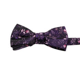 Black Purple Floral Bowtie
