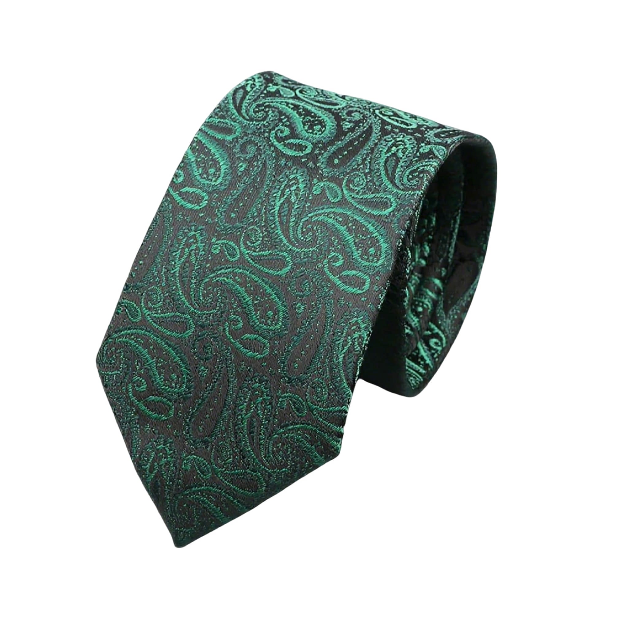 Black Green Paisley Necktie