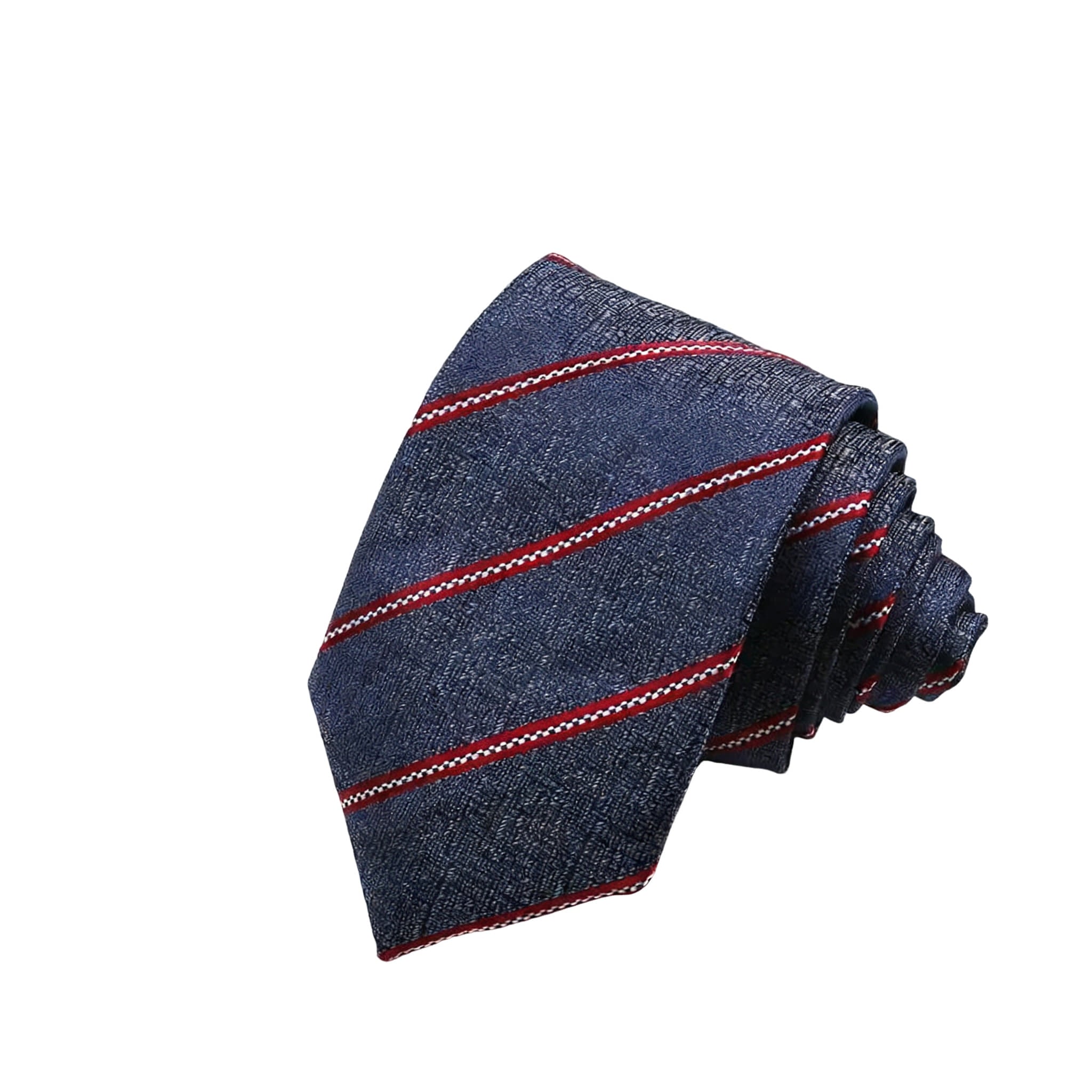 Navy With Red And White Striped Necktie