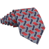 Gray Red Geometric Necktie