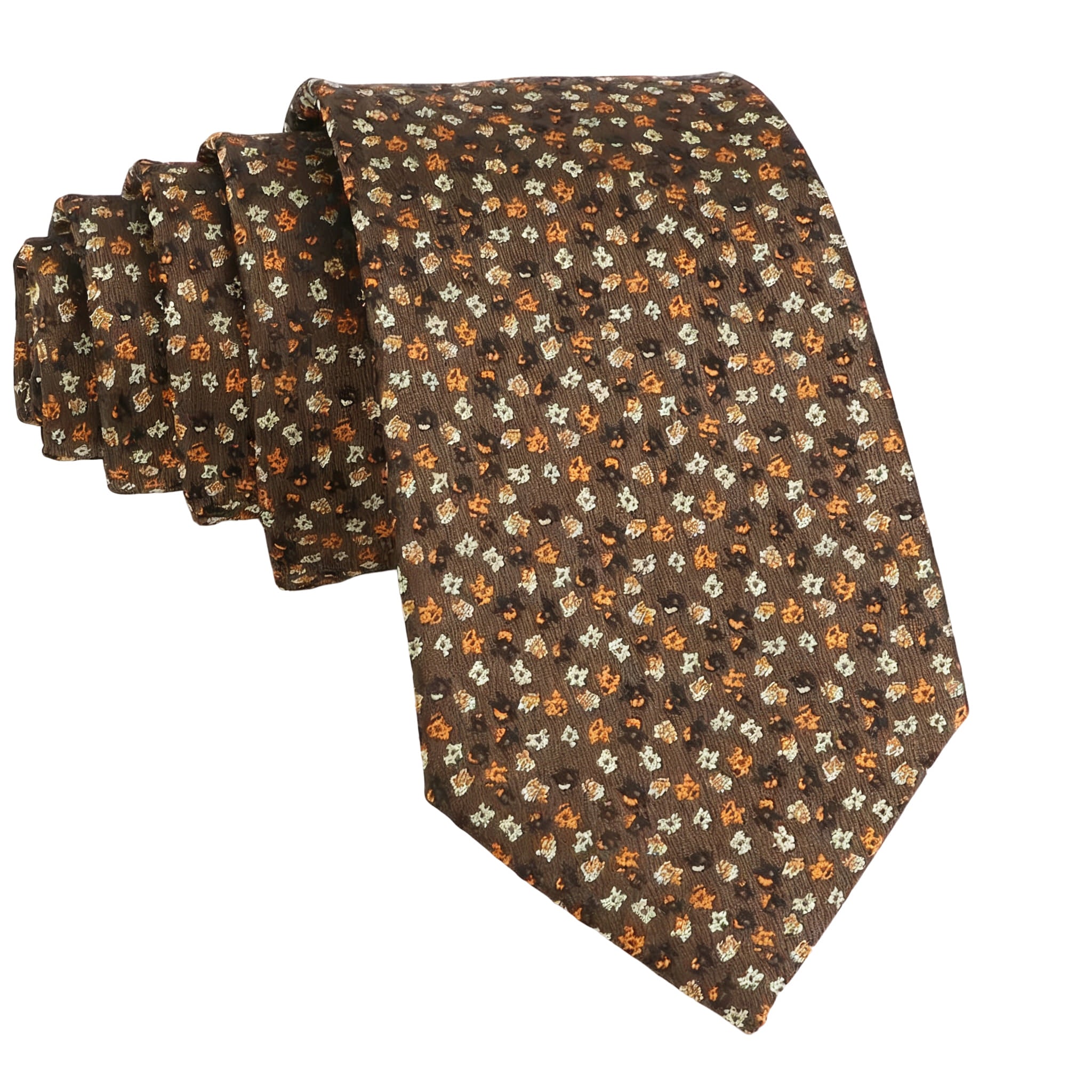 Brown Orange Floral Necktie