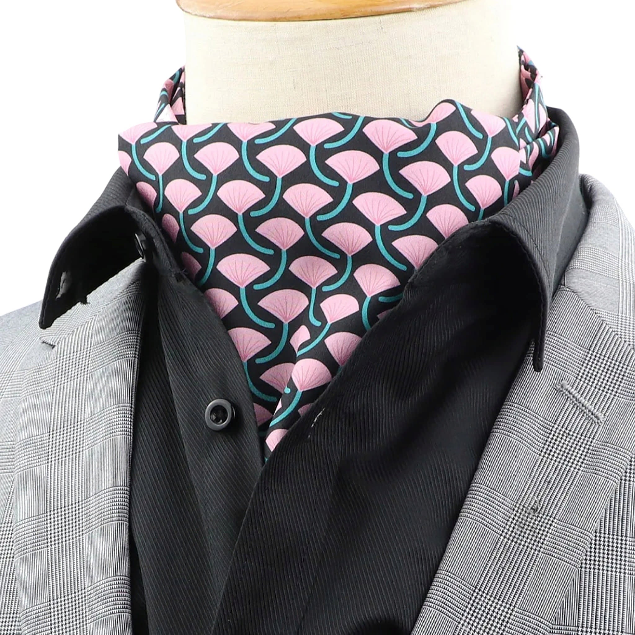 Black Pink Floral Ascot