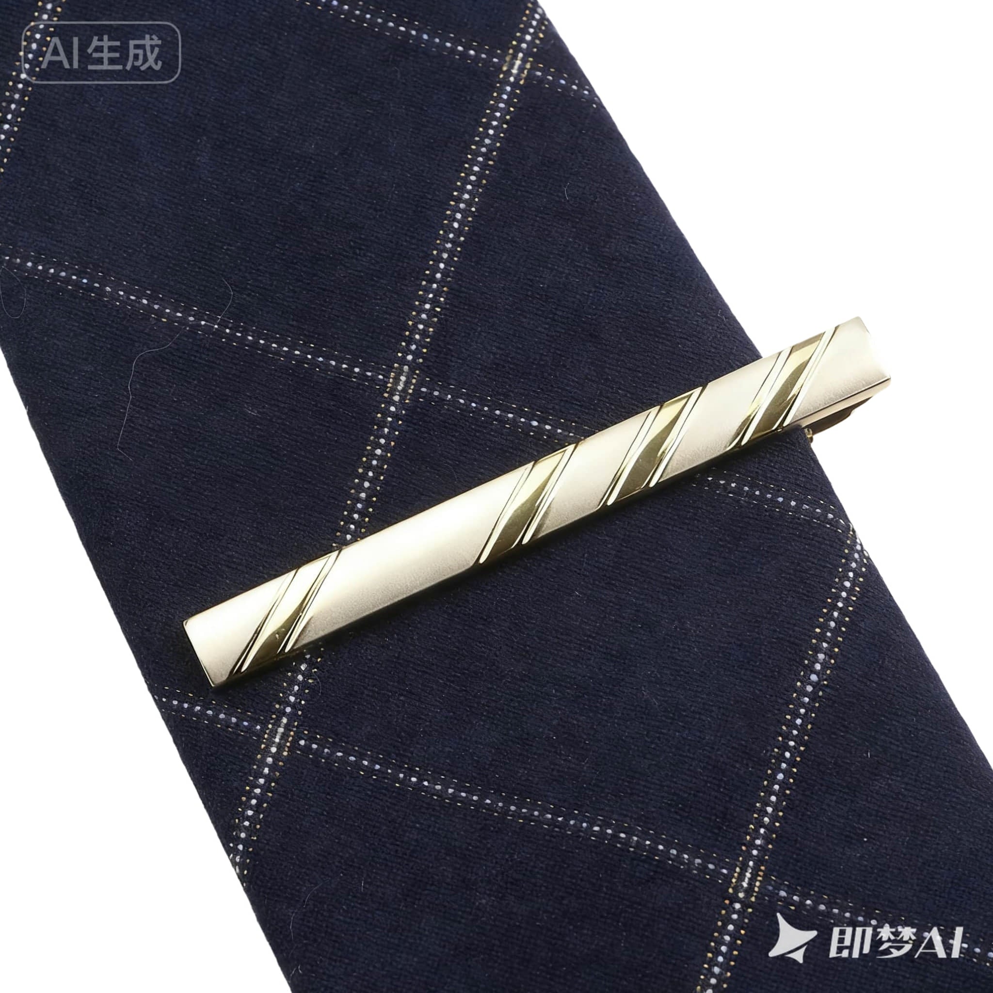 Gold Golden Striped Tie Bar