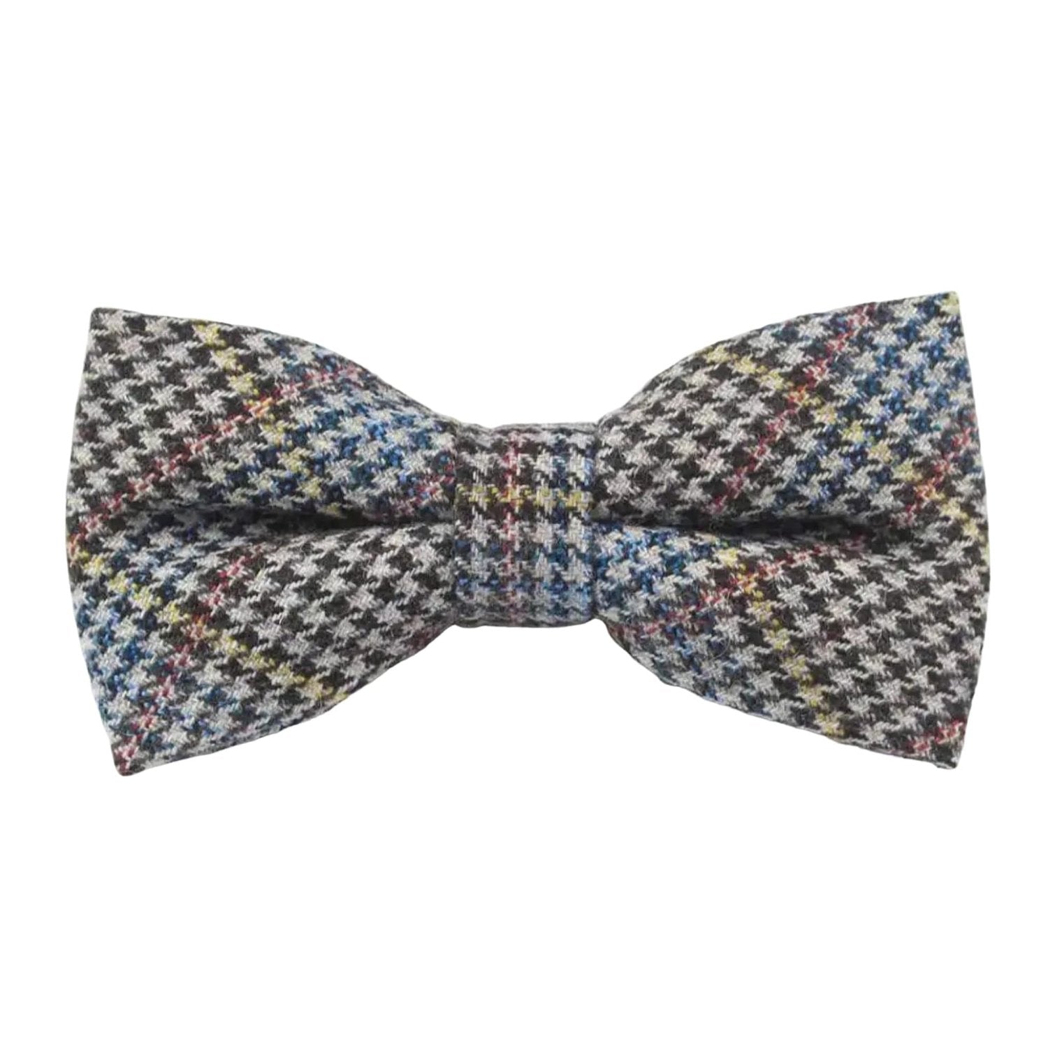 Black With Multicolor Houndstooth Bowtie