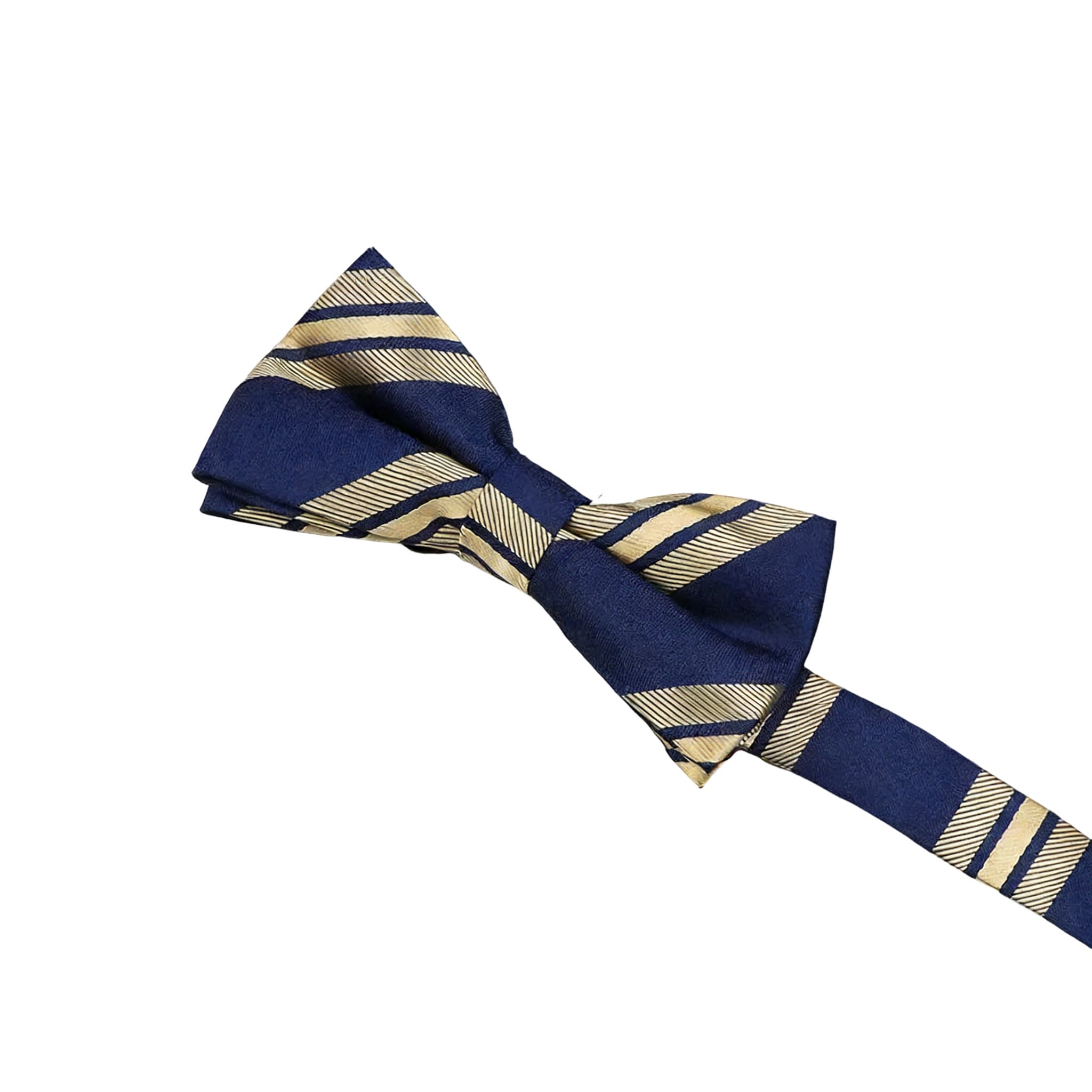 Navy Blue Gold Striped Bowtie
