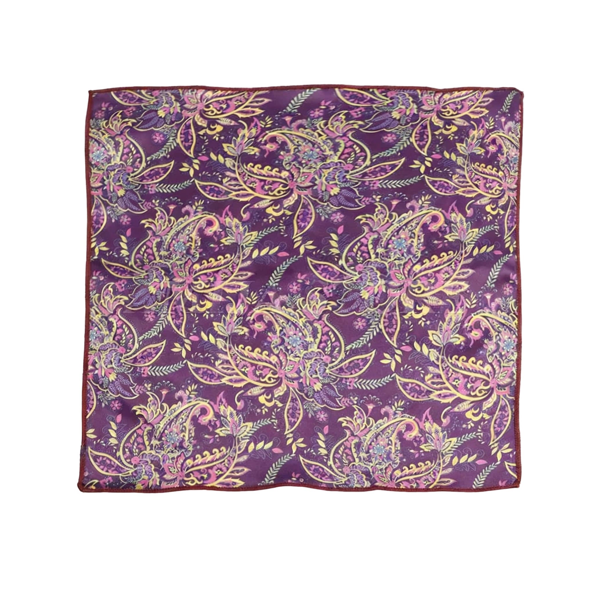Purple Yellow Paisley Pocket Square