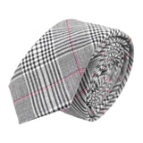 Grey Pink Plaid Tie