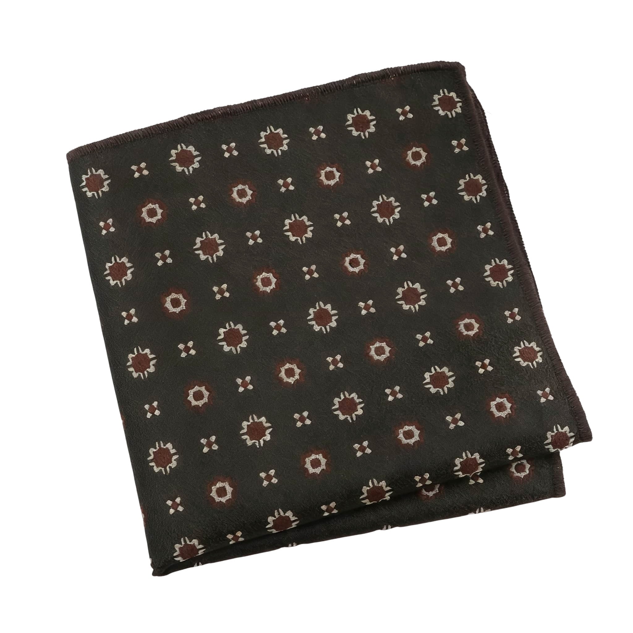 Brown Red Floral Pocket Square