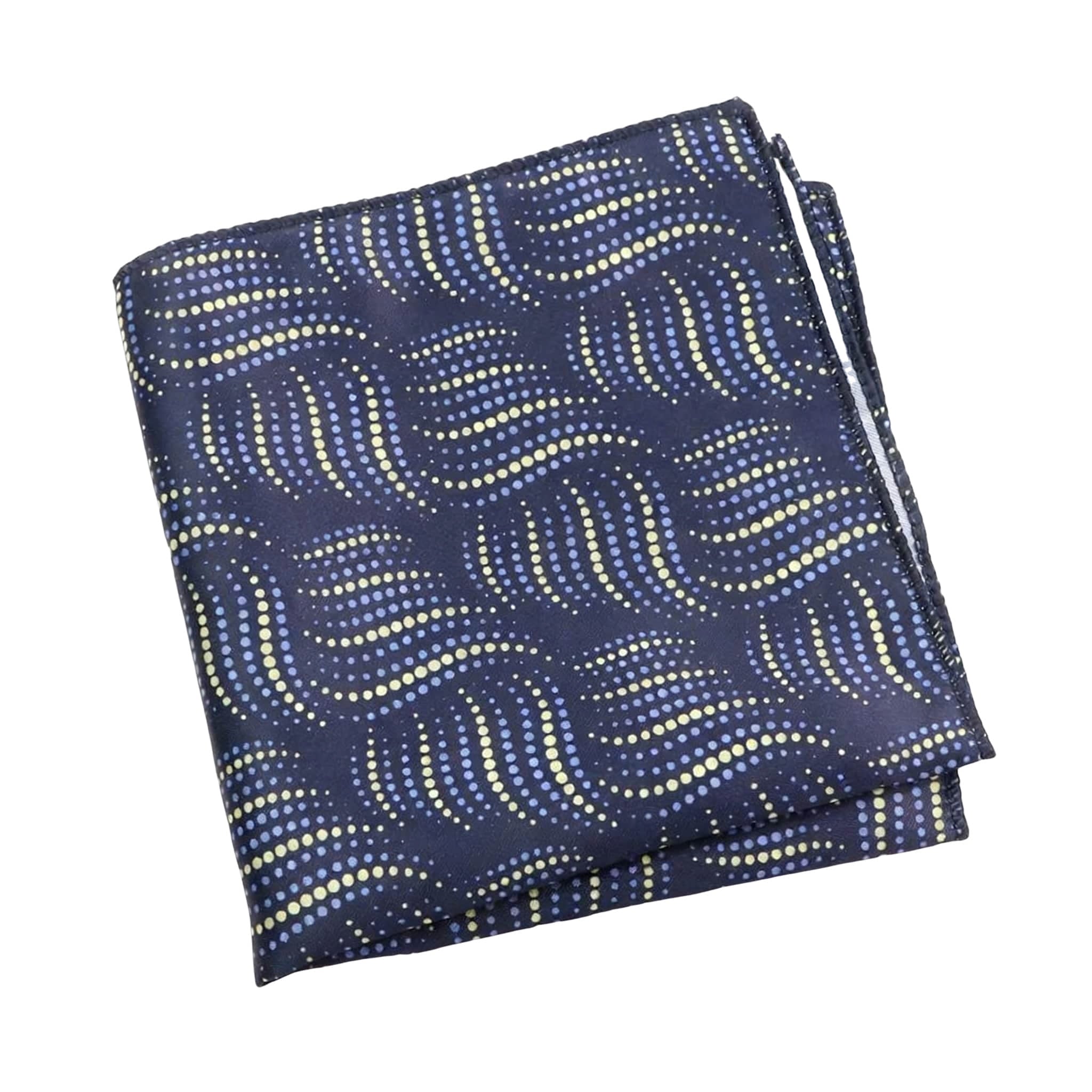 Navy Blue Yellow Dotted Pocket Square