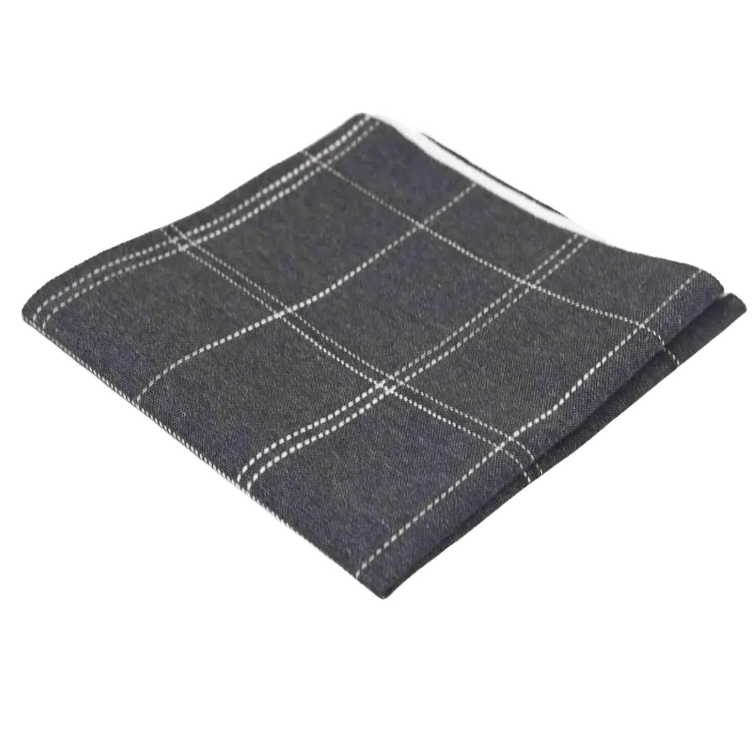 Dark Gray With White Checkered Pocket Square