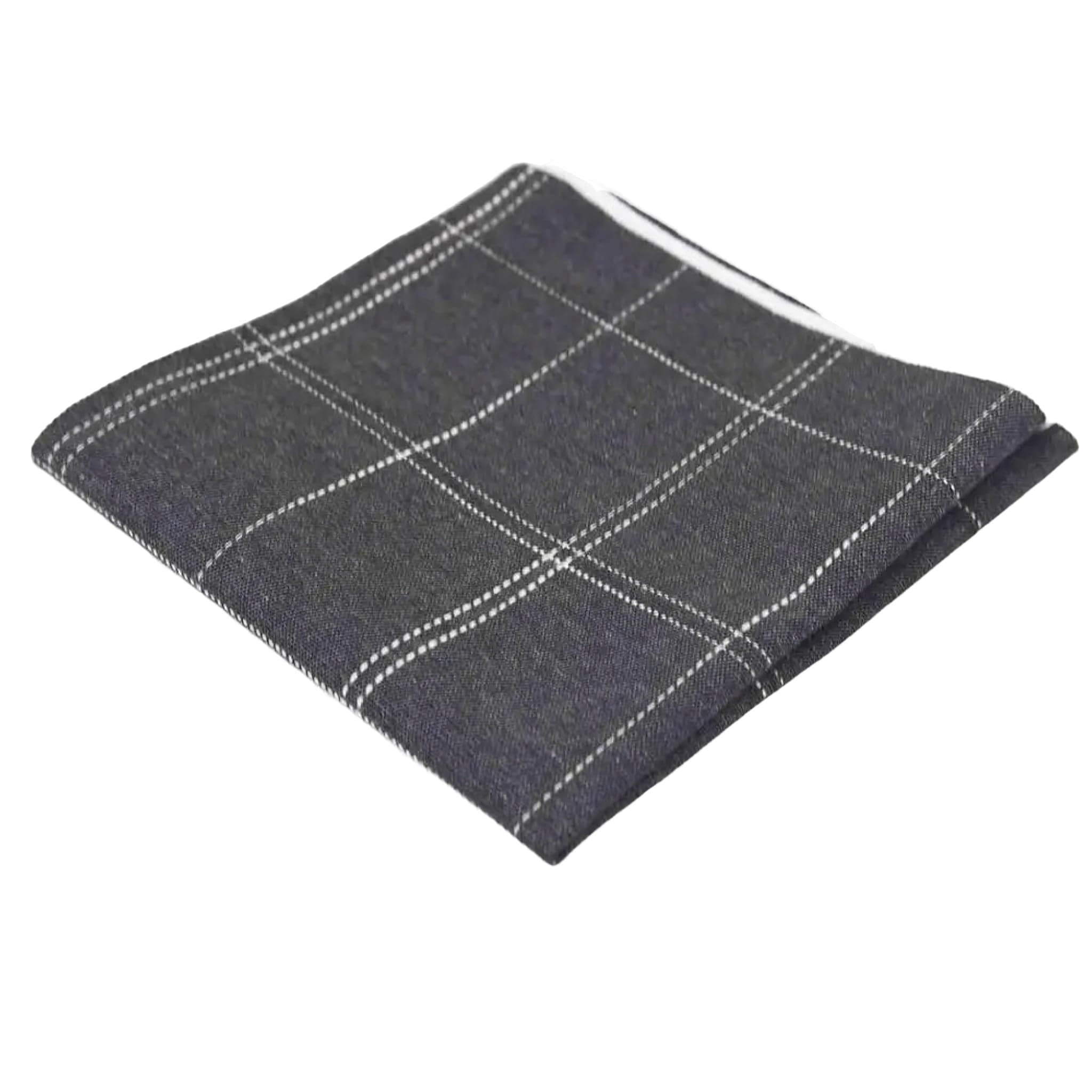 Dark Gray White Checked Pocket Square