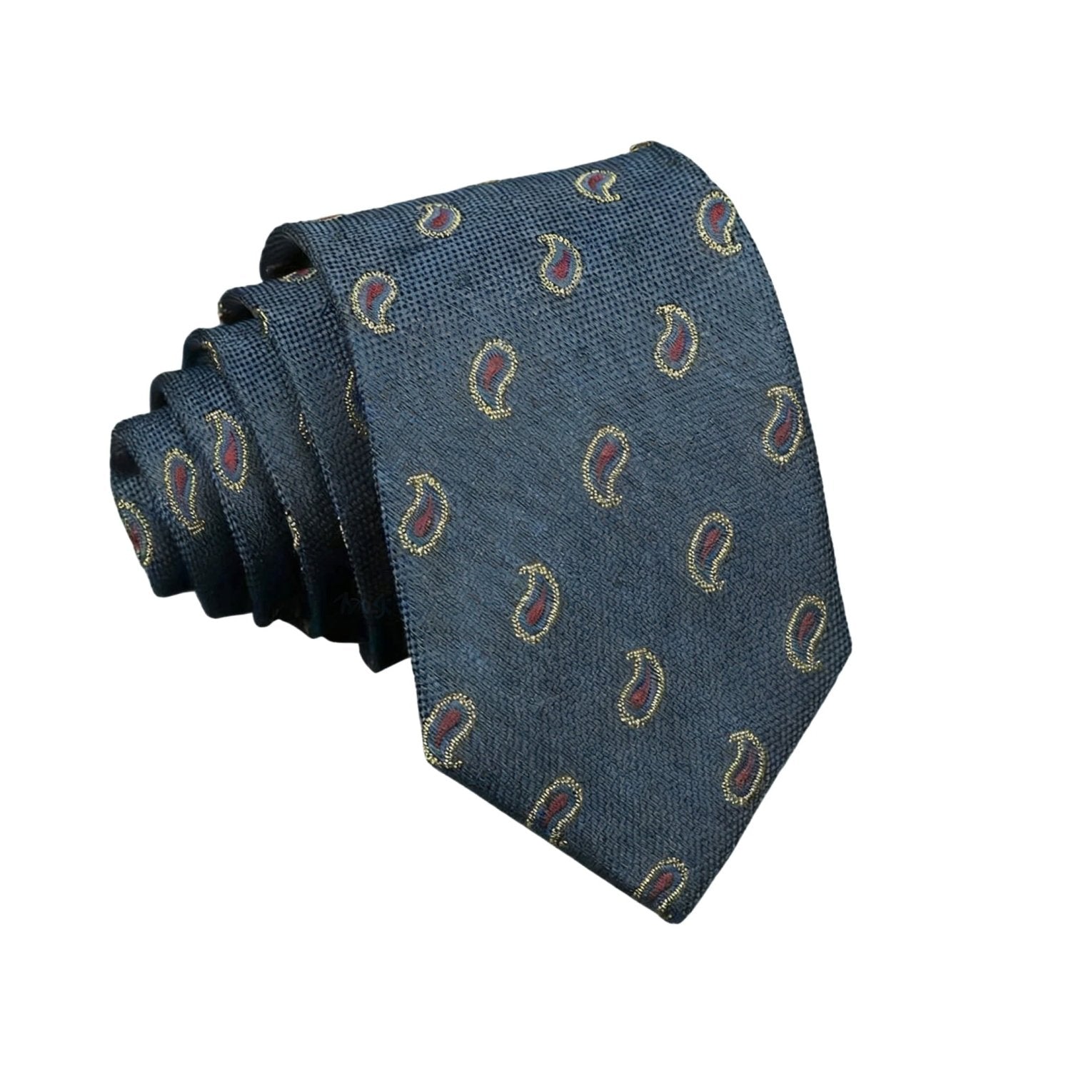 Dark Blue With Red Paisley Necktie