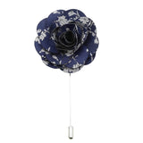 Navy Blue Silver Floral Lapel Pin