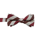 Burgundy White Striped Bowtie