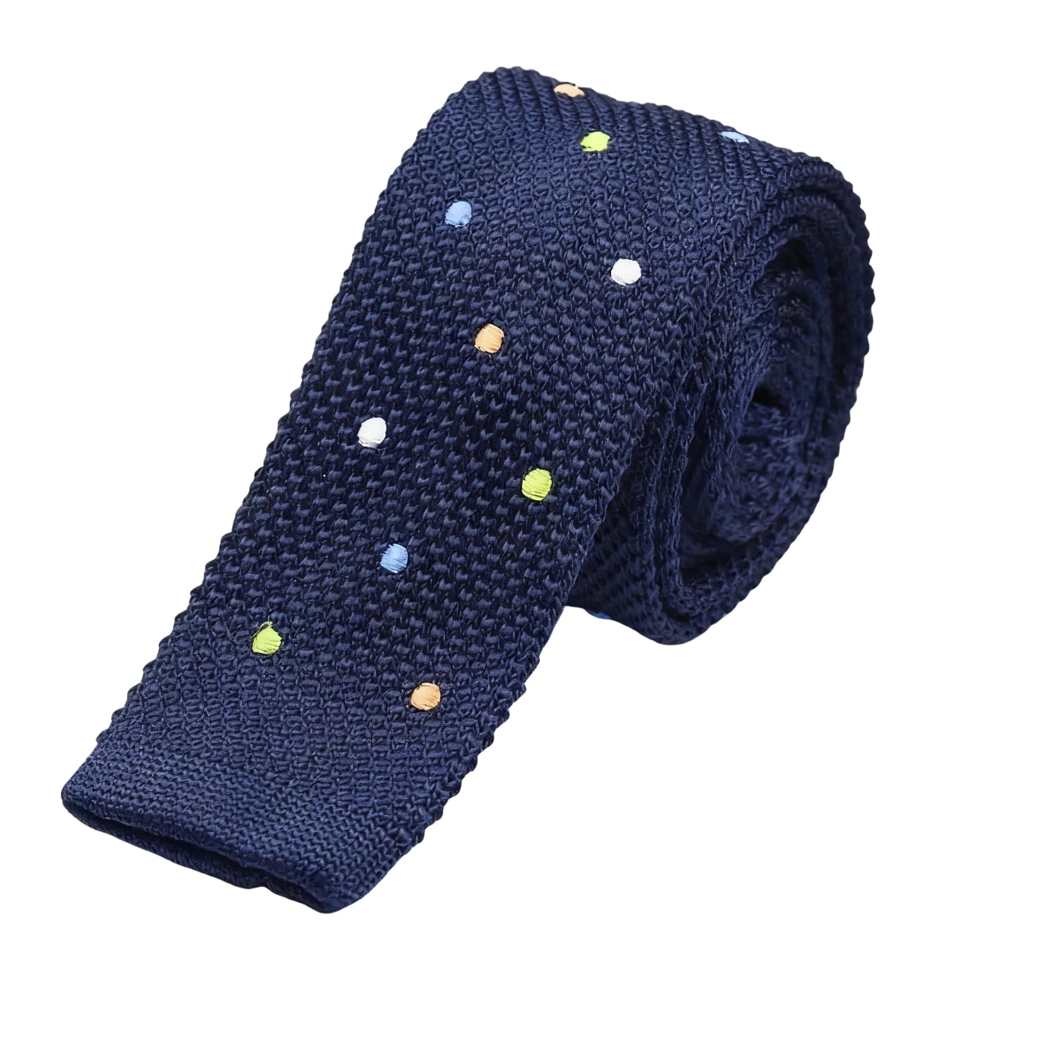 Navy Multicolor Dot Knitted Necktie