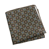 Brown Blue Floral Pocket Square