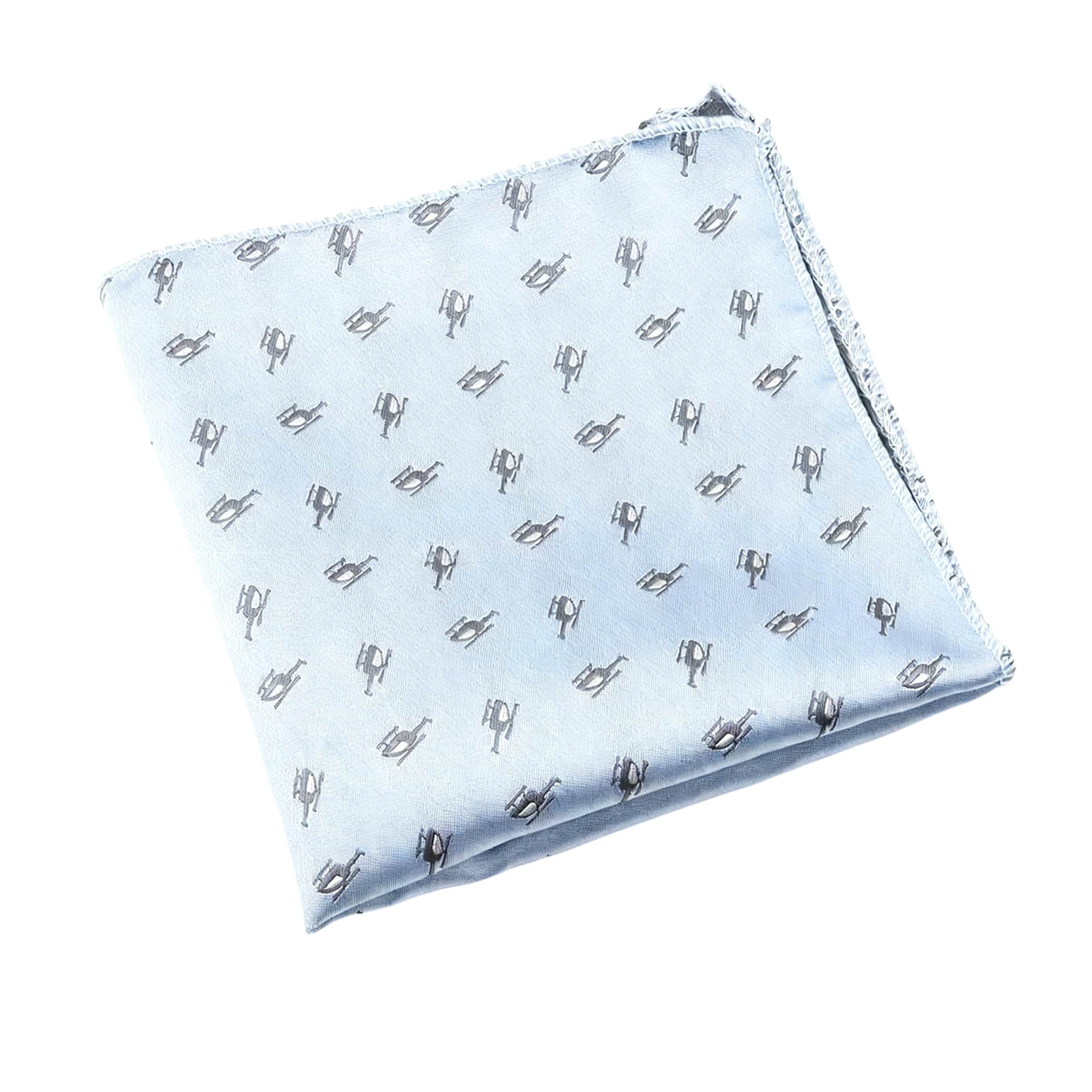 Light Blue Gray Patterned Pocket Square