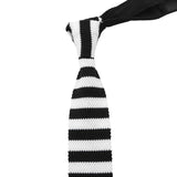 Black White Stripe Knitted Tie