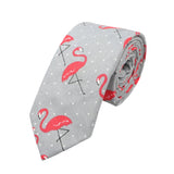 Gray Red Flamingo Necktie