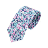 Navy Blue Pink Floral Necktie