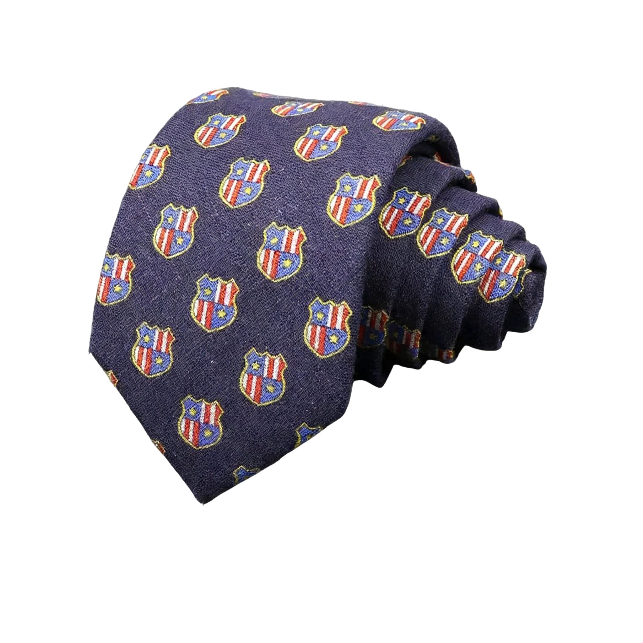 Navy Blue Red Shield Necktie