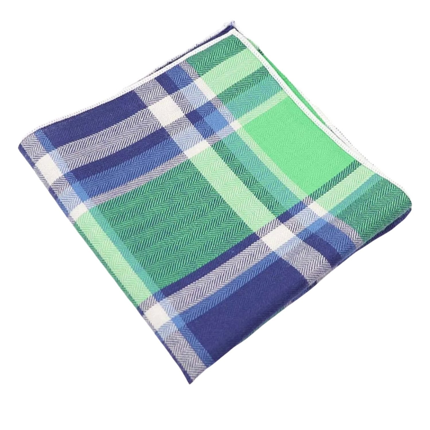 Navy With Green Plaid Pocket Square