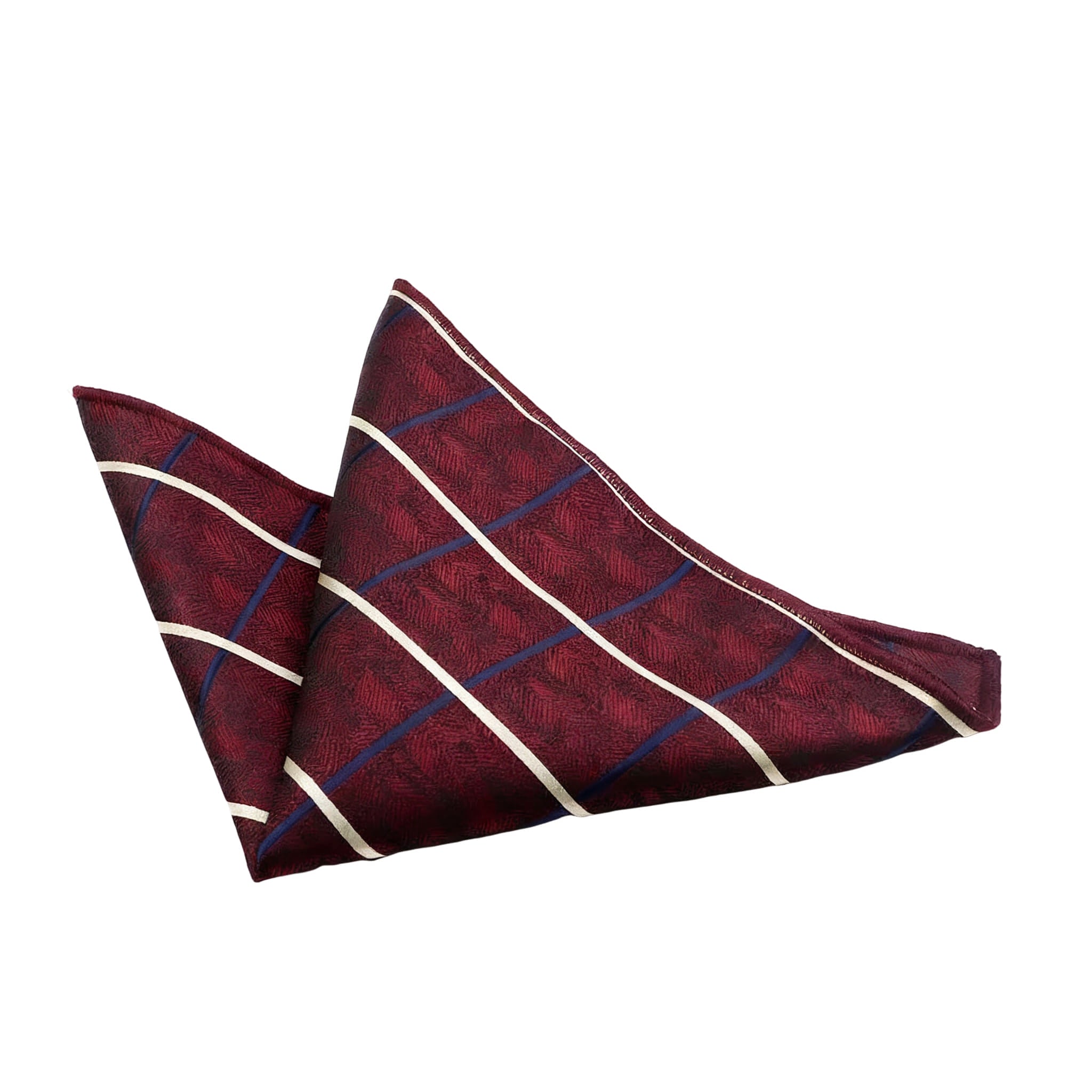 Burgundy White Plaid Pocket Square