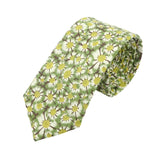 Green White Floral Necktie