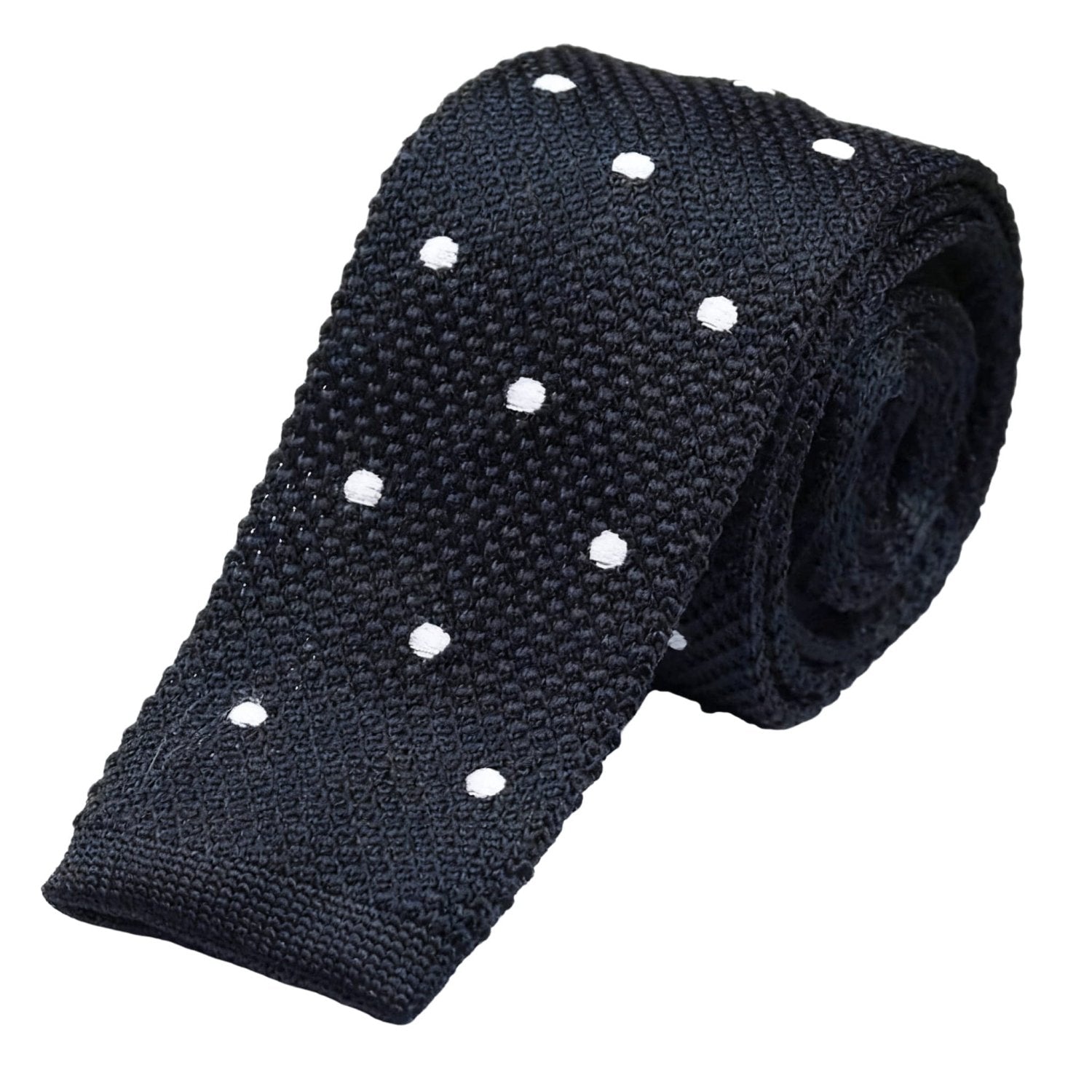 Black Necktie with White Polka Dots