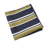 Olive Green White Striped Pocket Square