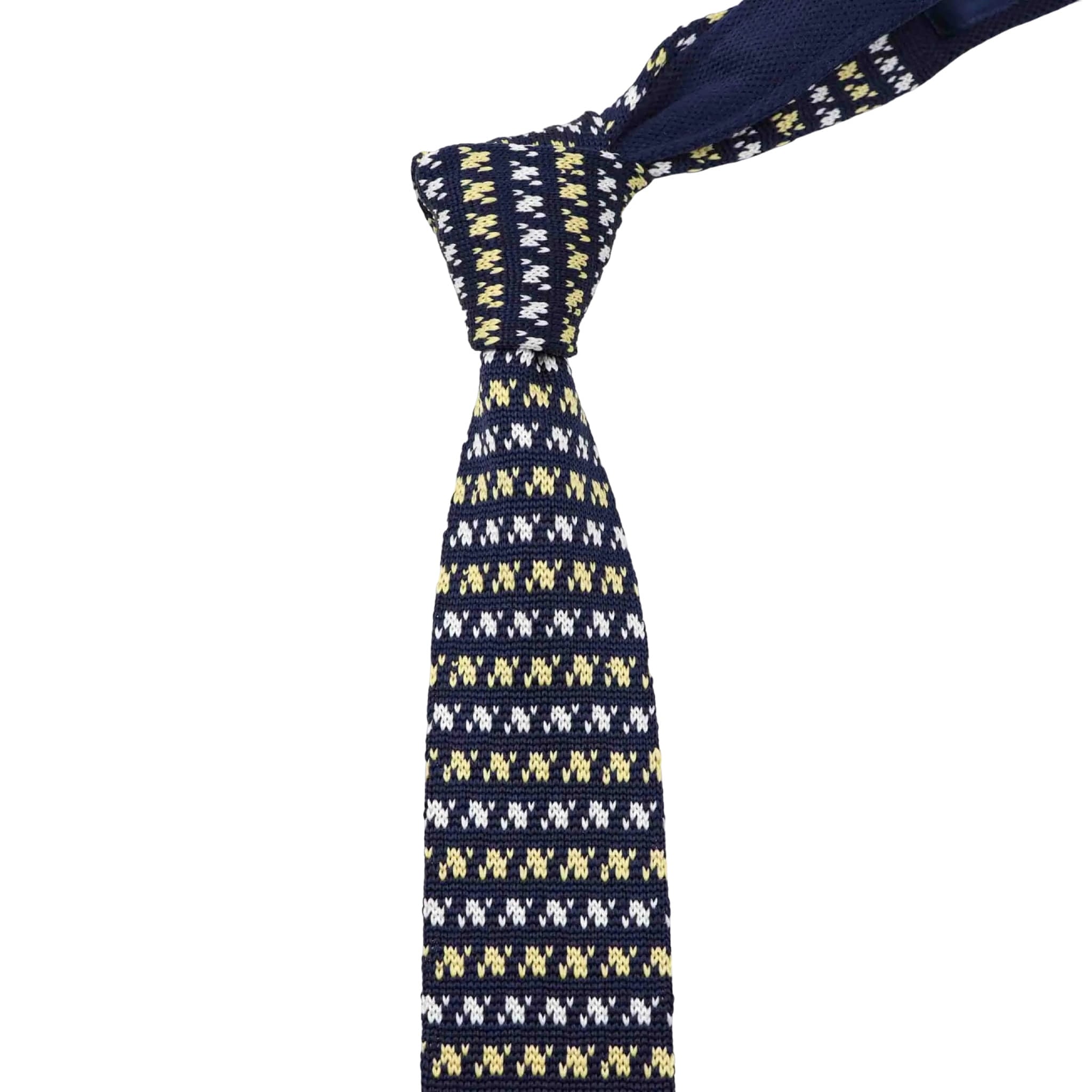 Navy Yellow Knitted Tie