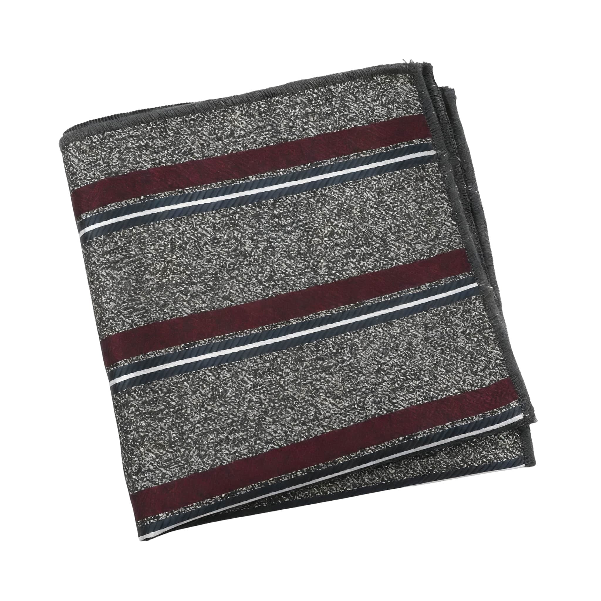 Gray Red Striped Pocket Square