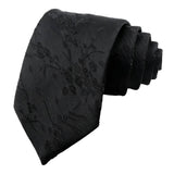Black Black Floral Necktie