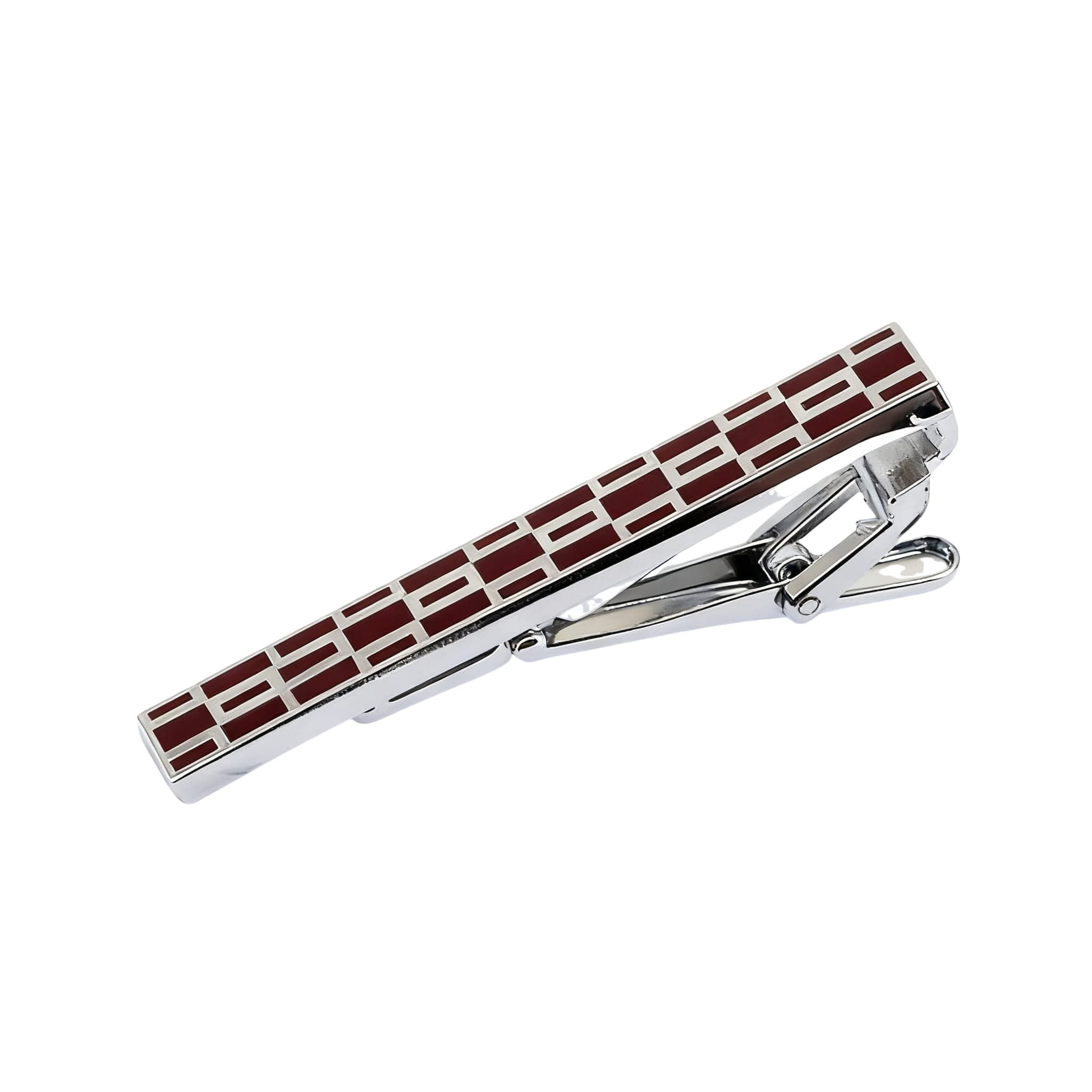 Silver Red Brick Tie Clip